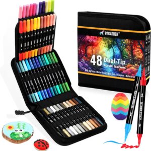 48 Colors Acrylic Paint Markers, Dual Tip